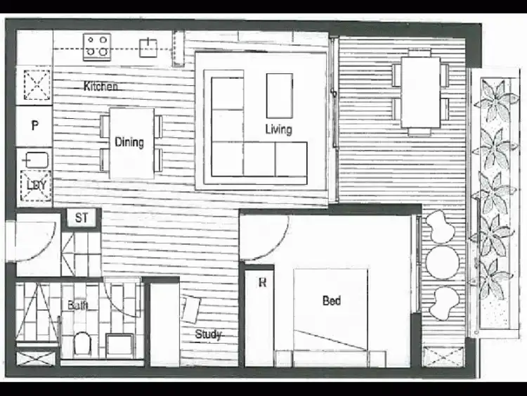 Floorplan of Homely apartment listing, 410/75-91 Macdonald Street, Erskineville NSW 2043