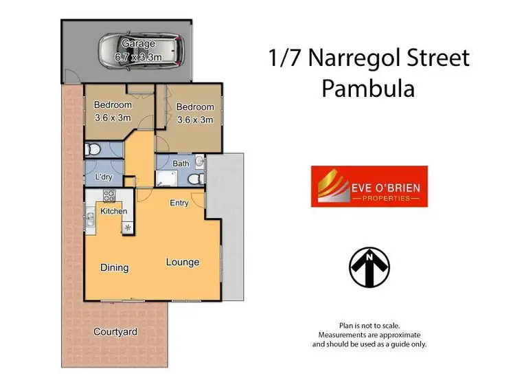 Floorplan of Homely semi-detached listing, 1/7 Narregol Street, Pambula NSW 2549