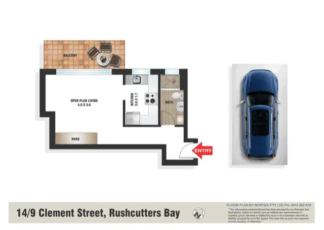 Floorplan of Homely studio listing, 14, LOT LOT 26, 9 Clement Street, Rushcutters Bay NSW 2011