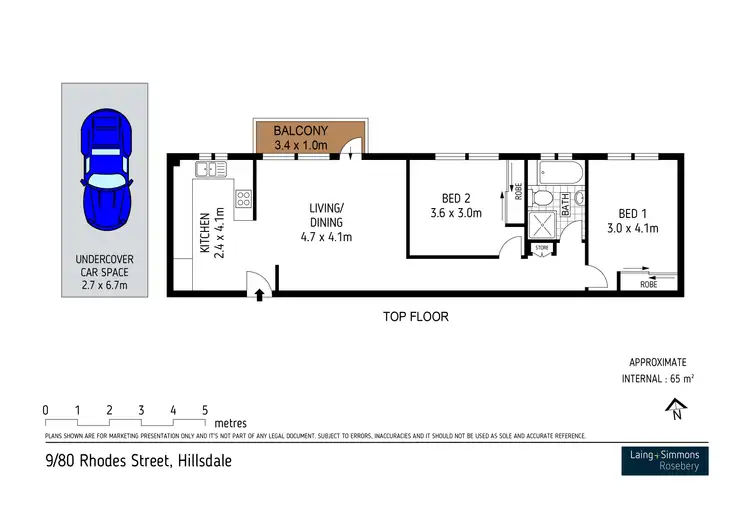 Floorplan of Homely unit listing, 9/80 Rhodes Street, Hillsdale NSW 2036