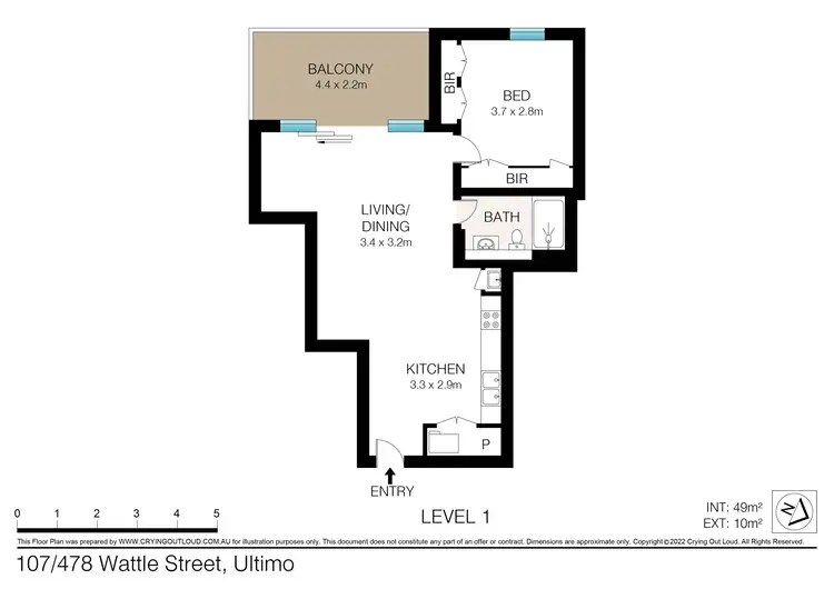 Floorplan of Homely unit listing, 107/478 Wattle Street, Ultimo NSW 2007