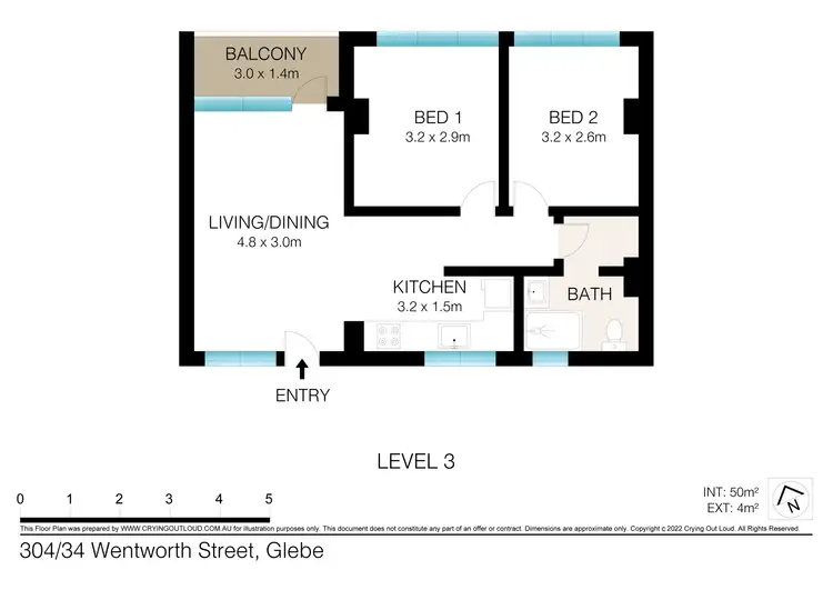 Floorplan of Homely apartment listing, 304/34 Wentworth Street, Glebe NSW 2037