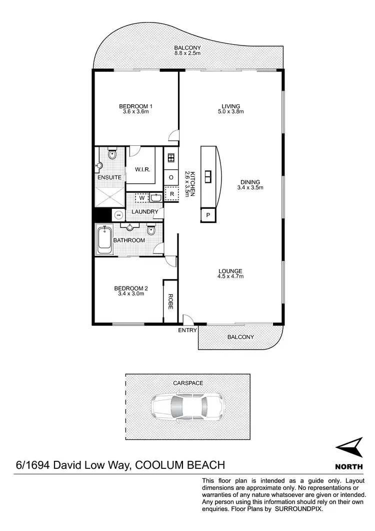 Floorplan of Homely unit listing, 6/1694 David Low Way, Coolum Beach QLD 4573