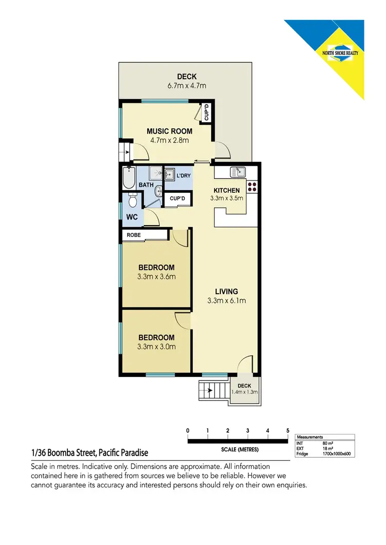 Floorplan of Homely unit listing, U1/36 Boomba Street, Pacific Paradise QLD 4564