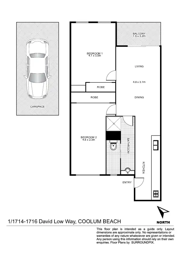 Floorplan of Homely unit listing, 1/1714-1716 David Low Way, Coolum Beach QLD 4573