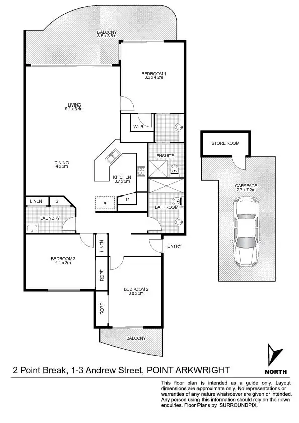 Floorplan of Homely unit listing, 2/1-3 Andrew Street, Point Arkwright QLD 4573