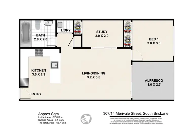 Floorplan of Homely apartment listing, 307/14 Merivale Street, South Brisbane QLD 4101