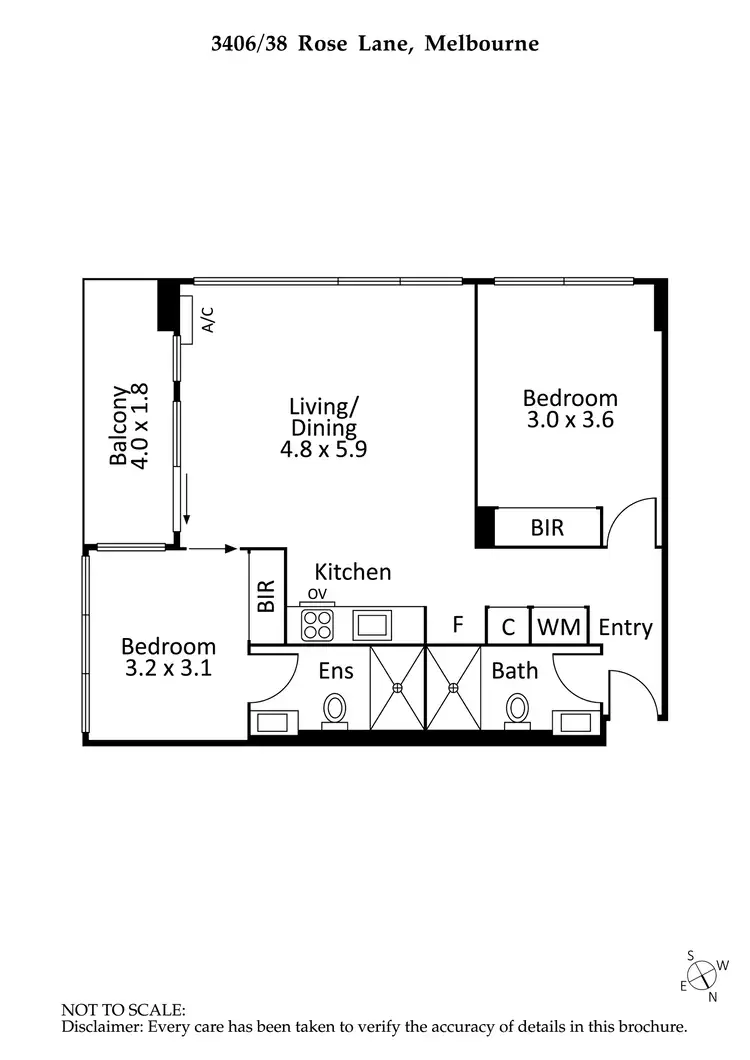 Floorplan of Homely apartment listing, 3406/38 Rose Ln, Melbourne VIC 3000