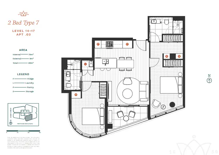 Floorplan of Homely apartment listing, 1503/1 Pentridge Blvd, Coburg VIC 3058