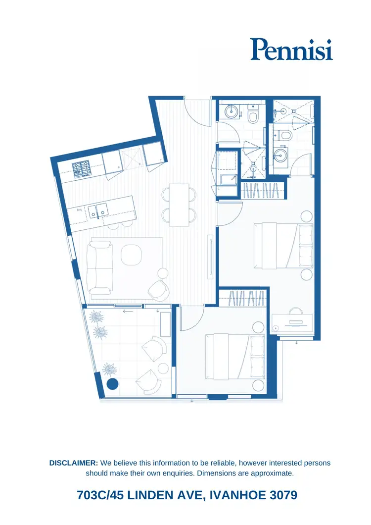 Floorplan of Homely apartment listing, 703C/45 Linden Ave, Ivanhoe VIC 3079