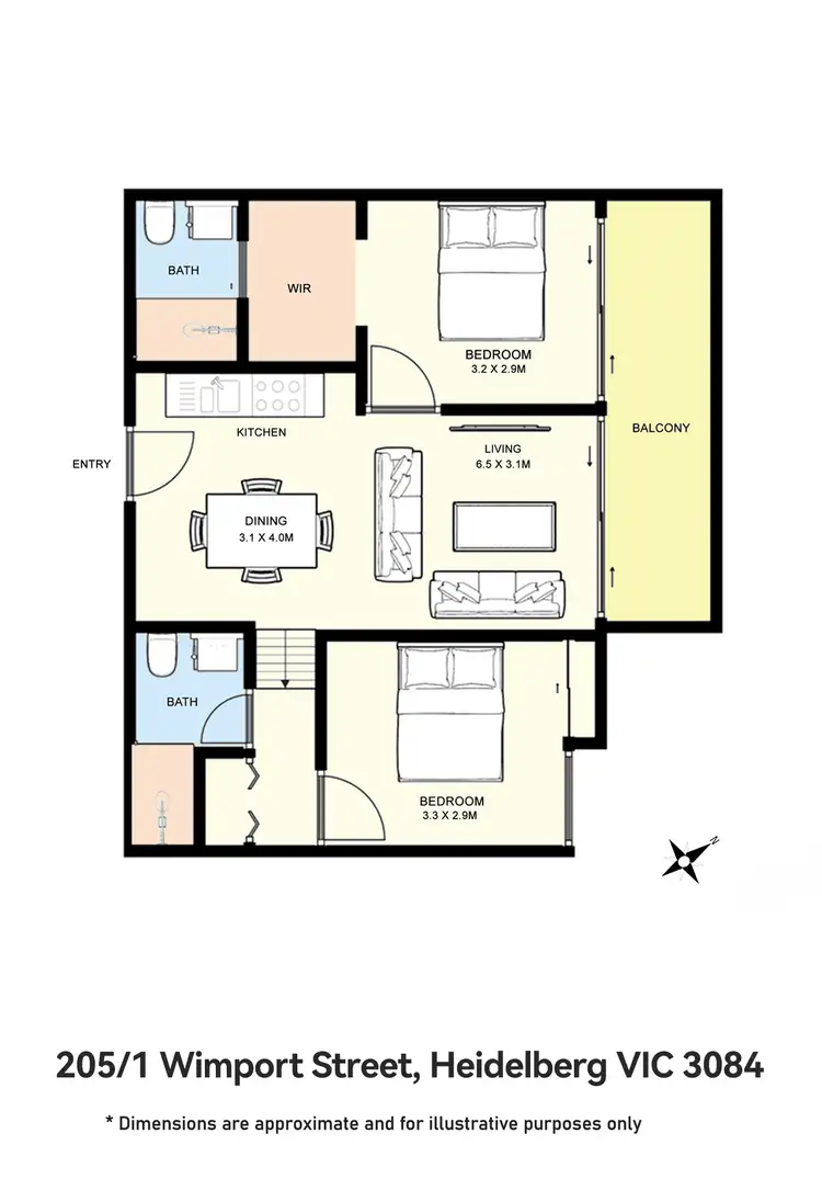 Floorplan of Homely apartment listing, 205/1 Wimport Street, Heidelberg VIC 3084
