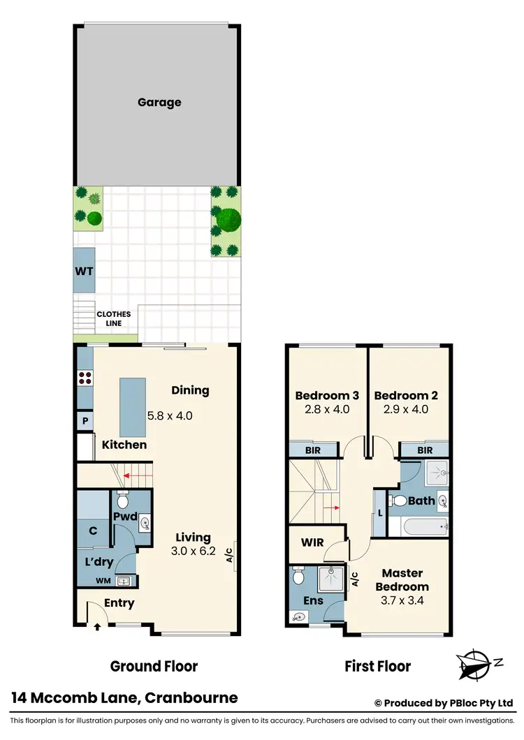 Floorplan of Homely townhouse listing, 14 McComb Lane, Cranbourne VIC 3977