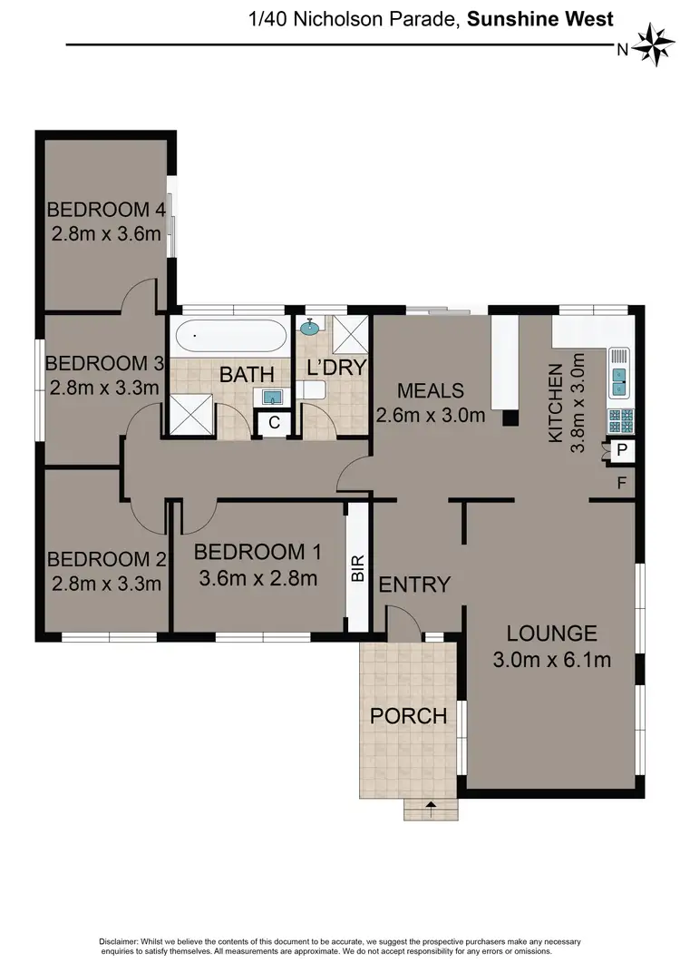 Floorplan of Homely unit listing, 1/40 Nicholson Parade, Sunshine West VIC 3020