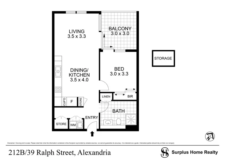 Floorplan of Homely apartment listing, B212/632 Botany Rd, Alexandria NSW 2015