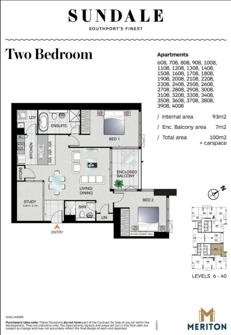 Floorplan of Homely apartment listing, 2708/2 Como Cres, Southport QLD 4215