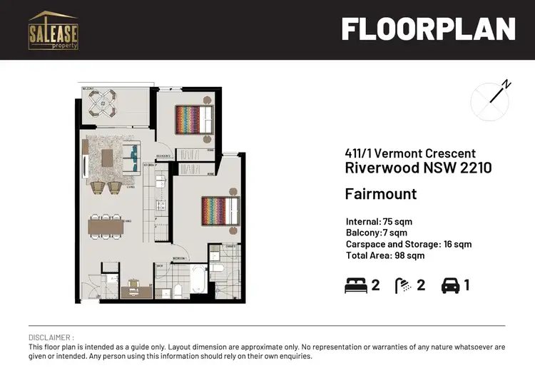 Floorplan of Homely apartment listing, 411/1 Vermont Cres, Riverwood NSW 2210