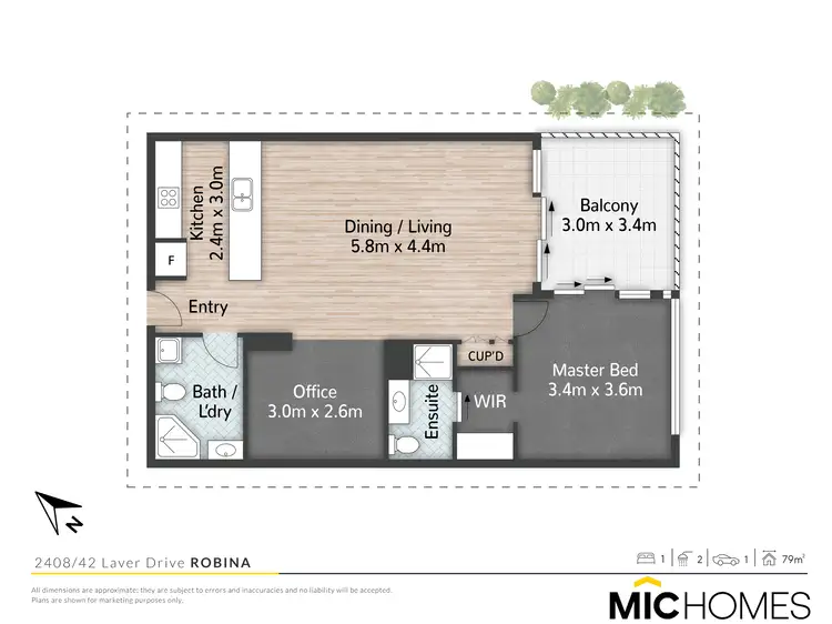 Floorplan of Homely apartment listing, 2408/42 Laver Dr, Robina QLD 4226