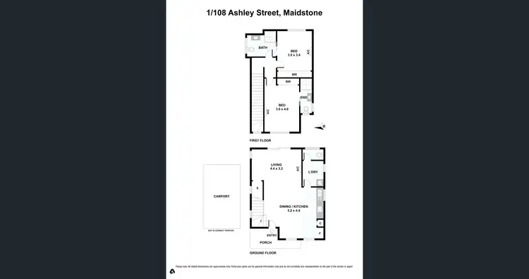 Floorplan of Homely townhouse listing, 1/108 Ashley Street, Maidstone VIC 3012