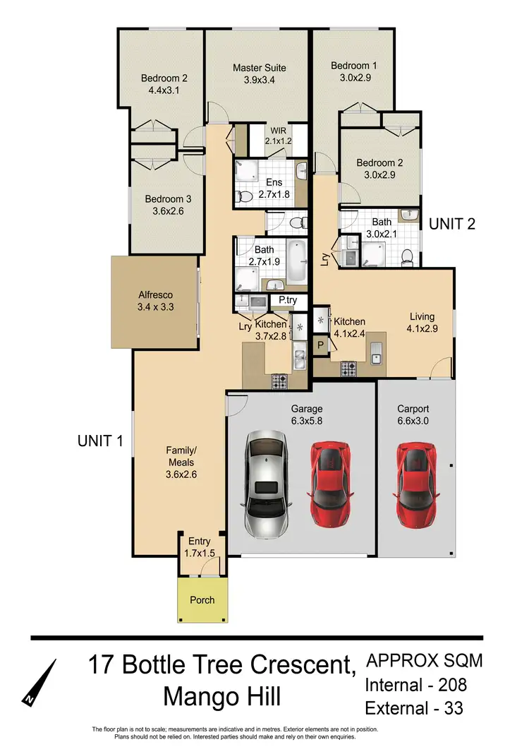 Floorplan of Homely semi-detached listing, 1&2/17 Bottle Tree Cres, Mango Hill QLD 4509