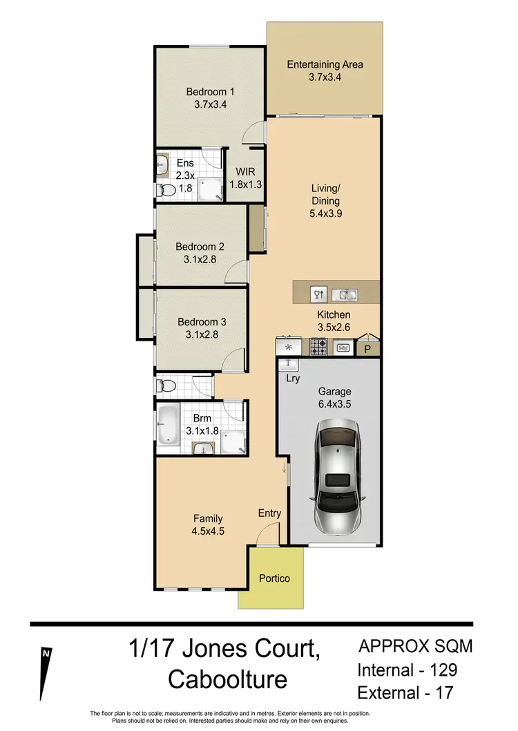 Floorplan of Homely semi-detached listing, 1/17 Jones Court, Caboolture QLD 4510