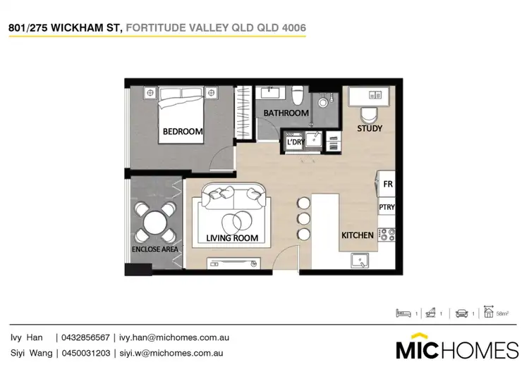 Floorplan of Homely apartment listing, 801/275 Wickham St, Fortitude Valley QLD 4006