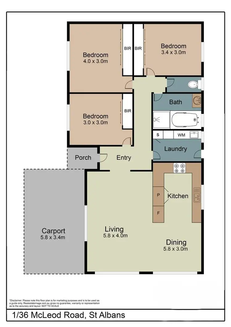Floorplan of Homely unit listing, 1/36 McLeod Rd, St Albans VIC 3021