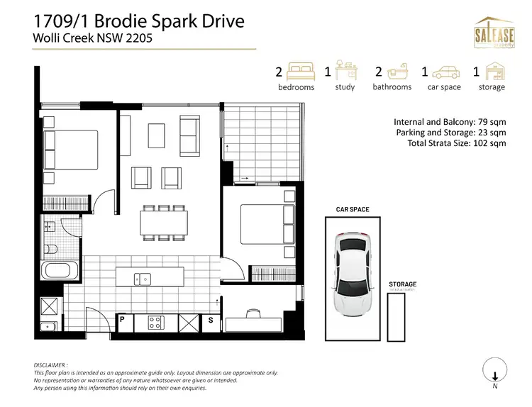 Floorplan of Homely apartment listing, 1709/1 Brodie Spark Drive, Wolli Creek NSW 2205