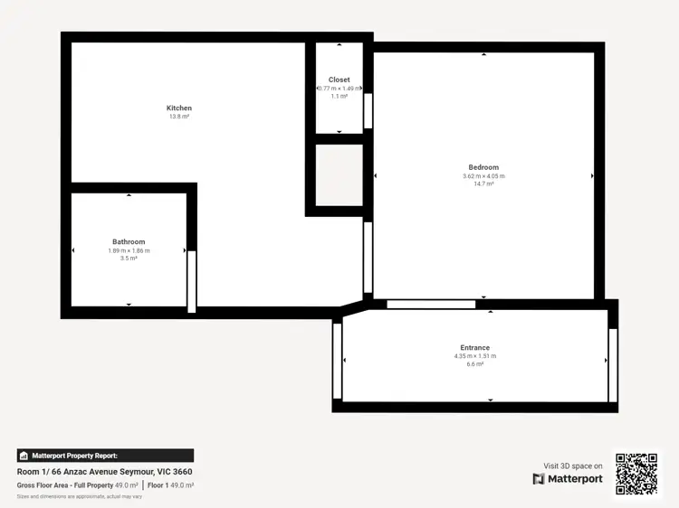 Floorplan of Homely studio listing, 1/66 Anzac Ave, Seymour VIC 3660