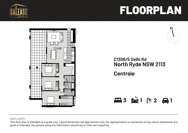 Floorplan of Homely apartment listing, C1306/5 Delhi Rd, North Ryde NSW 2113