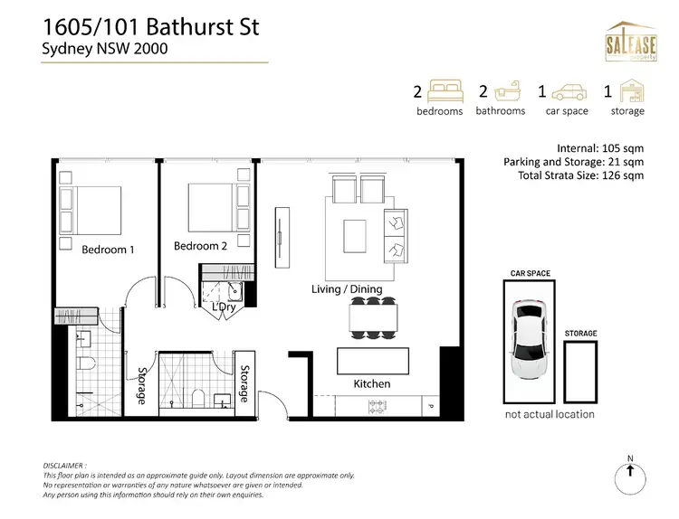 Floorplan of Homely apartment listing, 1605/101 Bathurst St, Sydney NSW 2000