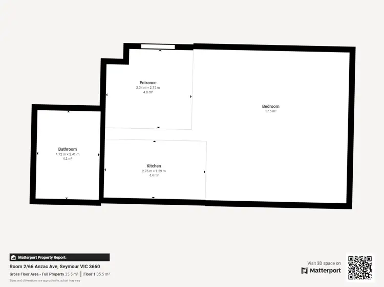 Floorplan of Homely studio listing, 2/66 Anzac Ave, Seymour VIC 3660