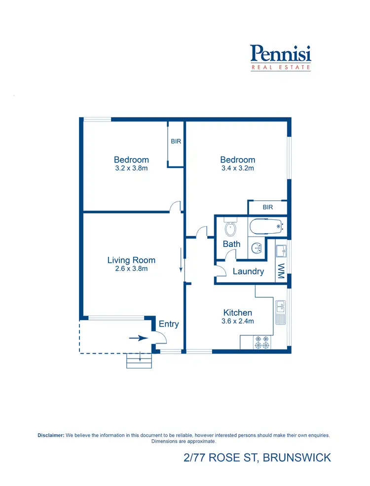 Floorplan of Homely unit listing, 2/77 Rose Street, Brunswick VIC 3056