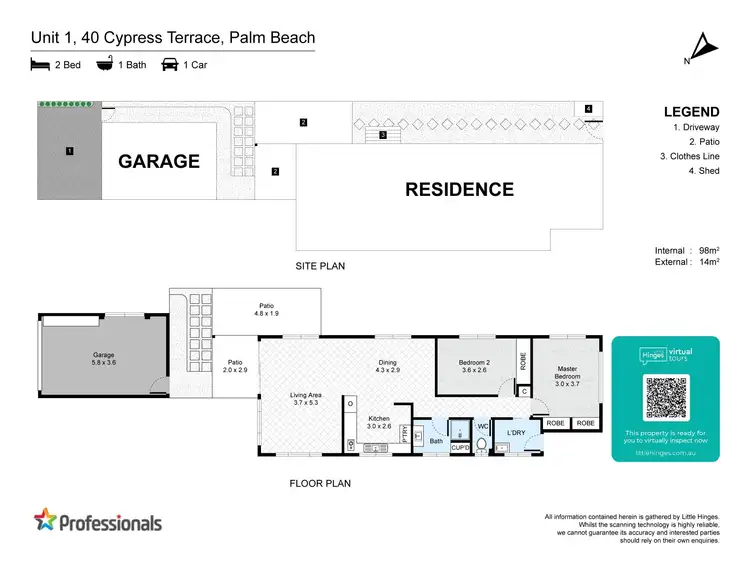 Floorplan of Homely semi-detached listing, 1/40 Cypress Terrace, Palm Beach QLD 4221