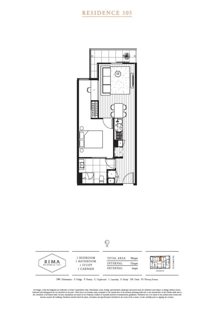 Floorplan of Homely apartment listing, 305/26 Lygon Street, Brunswick East VIC 3057
