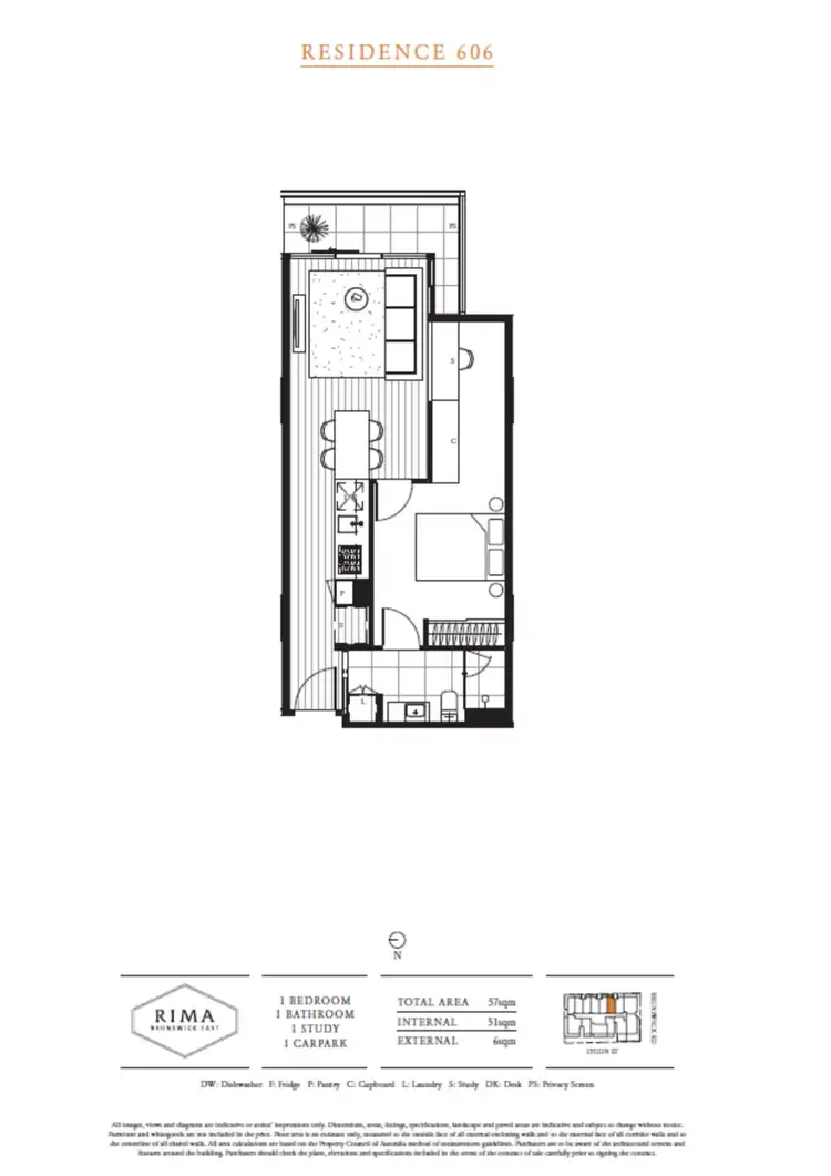 Floorplan of Homely apartment listing, 606/26 Lygon Street, Brunswick East VIC 3057