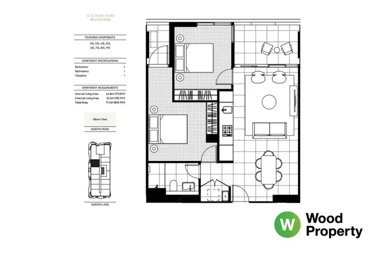 Floorplan of Homely apartment listing, 215/12 Queens Road, Melbourne VIC 3004