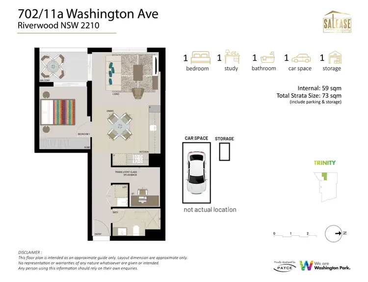 Floorplan of Homely apartment listing, 702/11 Washington Ave, Riverwood NSW 2210