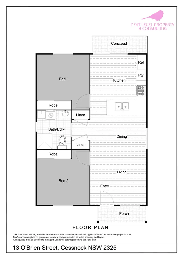 Floorplan of Homely unit listing, 13 O'Brien St, Cessnock NSW 2325