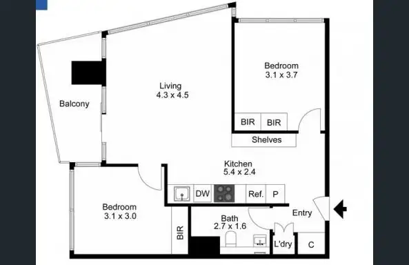 Floorplan of Homely apartment listing, 1405/639 Lonsdale St, Melbourne VIC 3000