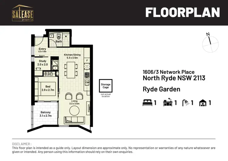 Floorplan of Homely apartment listing, 1606/3 Network Pl, North Ryde NSW 2113