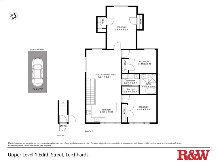 Floorplan of Homely semi-detached listing, Upper/1 Edith St, Leichhardt NSW 2040