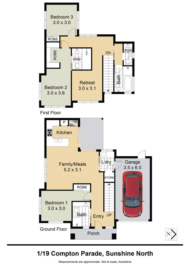 Floorplan of Homely townhouse listing, 1/19 Compton Parade, Sunshine North VIC 3020