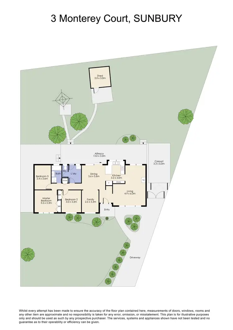 Floorplan of Homely house listing, 3 Monterey Ct, Sunbury VIC 3429