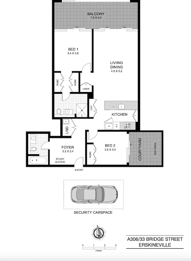 Floorplan of Homely apartment listing, A306/33 Bridge St, Erskineville NSW 2043