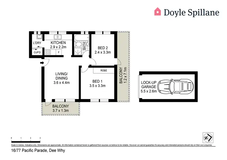 Floorplan of Homely unit listing, 16/77 Pacific Parade, Dee Why NSW 2099