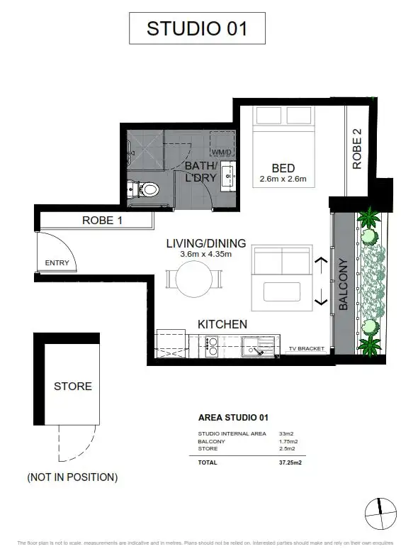 Floorplan of Homely studio listing, 1/2b Francis Street, Dee Why NSW 2099