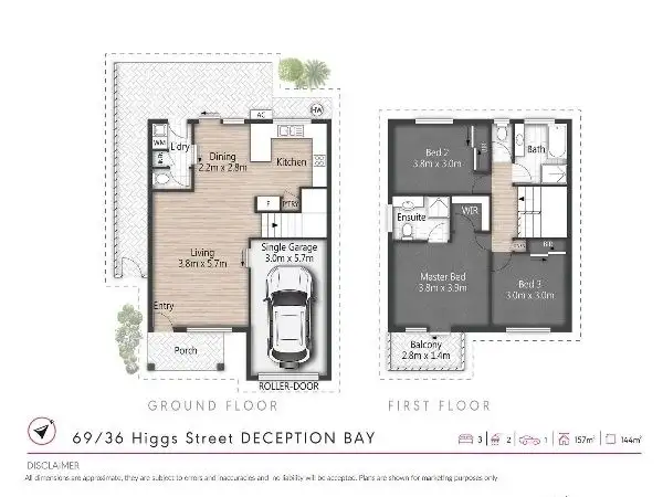 Floorplan of Homely townhouse listing, 69/36 Higgs St, Deception Bay QLD 4508