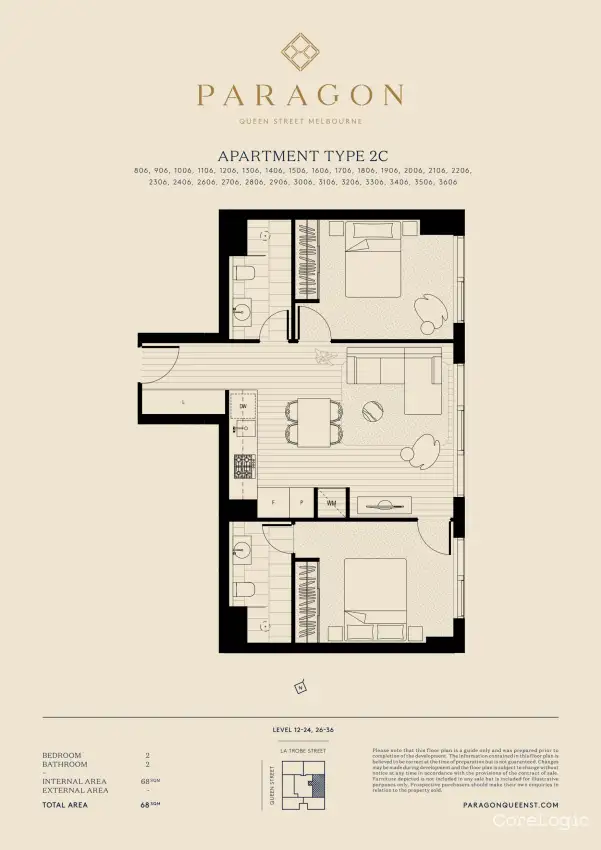 Floorplan of Homely apartment listing, 2206/318 Queen St, Melbourne VIC 3000