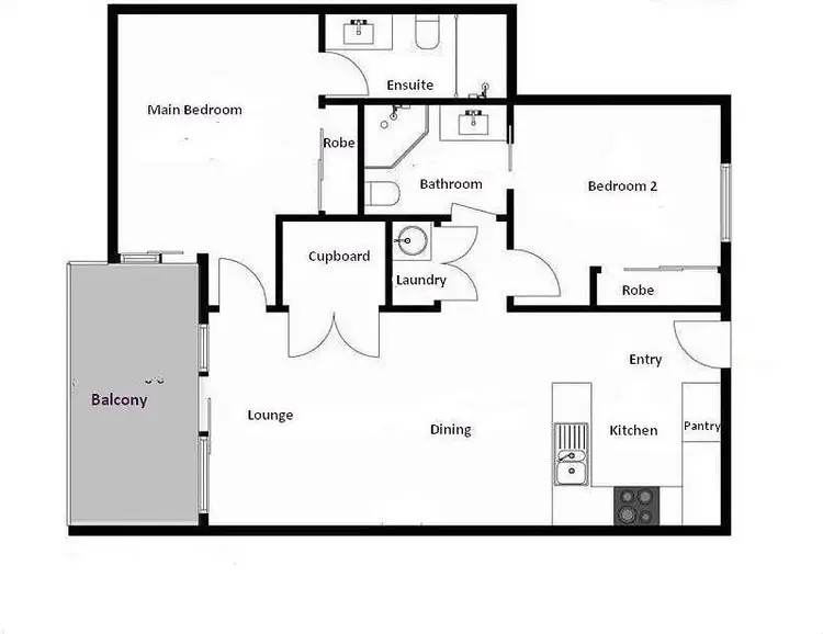 Floorplan of Homely unit listing, 6/78 Lower King St, Caboolture QLD 4510