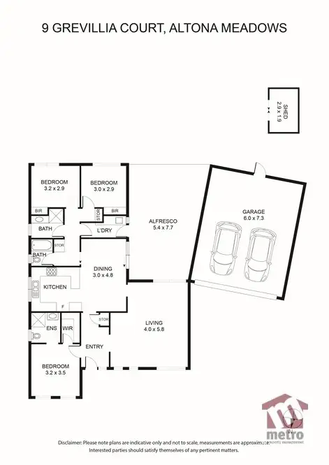 Floorplan of Homely house listing, 9 Grevillia Ct, Altona Meadows VIC 3028